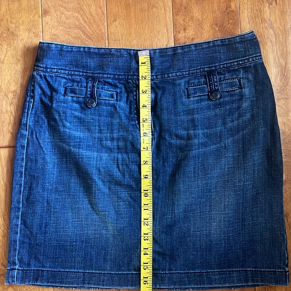 Vintage Ann Taylor Loft Denim Dark Wash Blue Mini Skirt Size 4 Nautical Summer - Picture 7 of 8